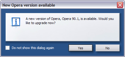 an screenshot of Opera upgrade prompt