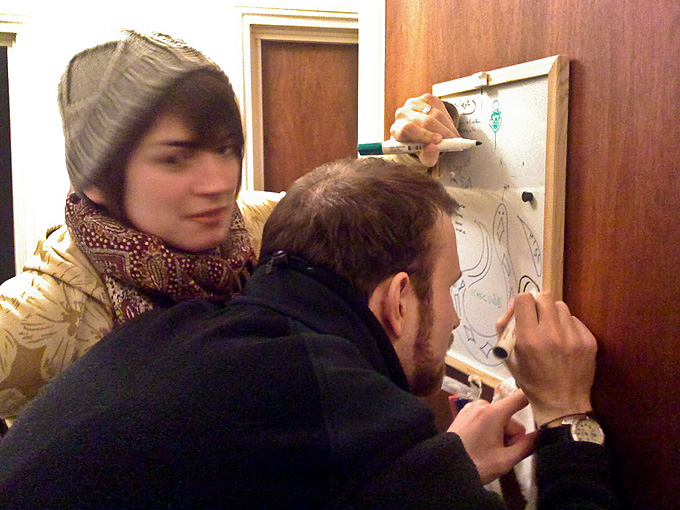 an image of Kath and Mike drawing