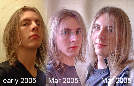 A montage of three photographs illustrating my current long hair