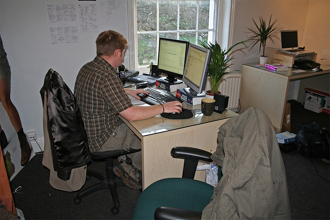 an image of Joel, working on some new functionality for our Karova Store software