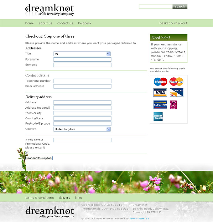an image of Dreamknot checkout page
