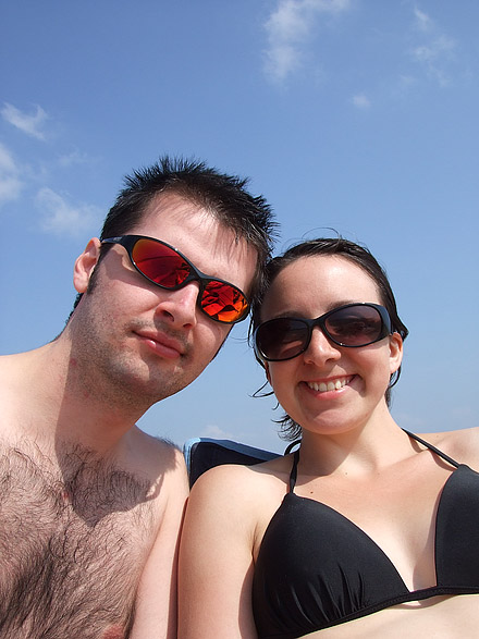 an image of Ben and Heather, with shades