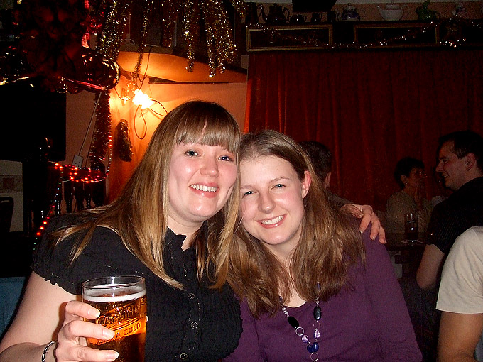 an image of Christmas Eve 2007, Liz and Kath