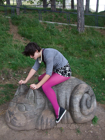 an image of Kath on the cheshire cat in Llandudno